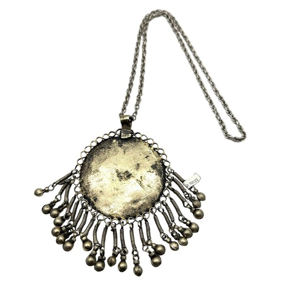 Kuchi Tribal Pendant Necklace Glass Inlay Dangling Beads 21" Handmade Pakistan - Picture 3 of 4